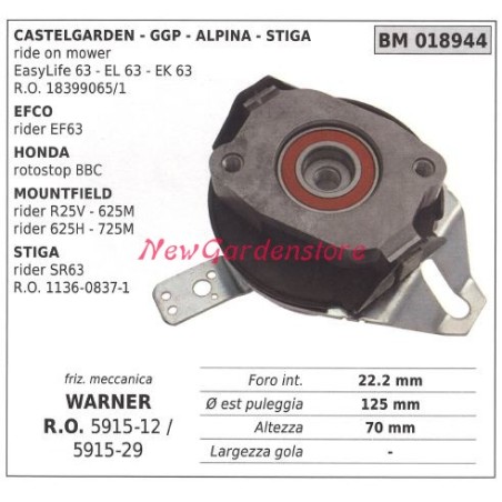 Embrague electromagnético warner cortacésped castelgarden ggp stiga 018944 | Newgardenstore.eu