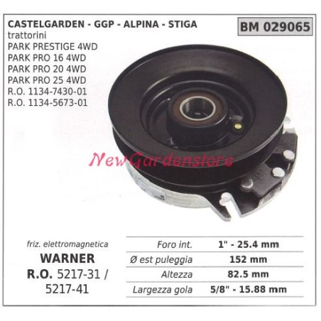 Electromagnetic clutch warner lawn mower castelgarden ggp stiga 029065 | Newgardenstore.eu