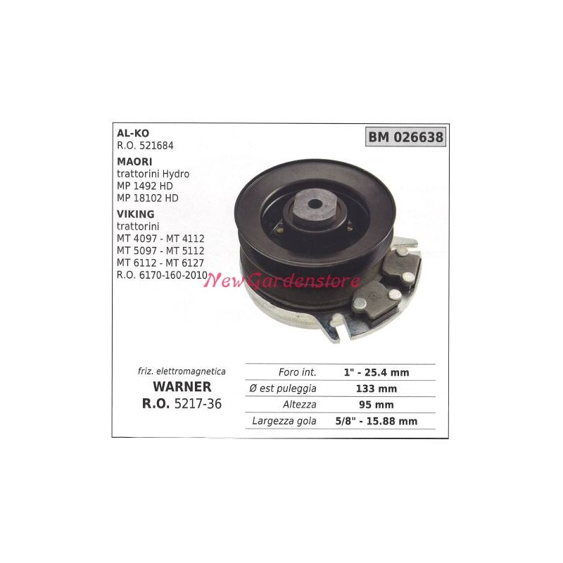 Elektromagnetische Kupplung warner rasenmäher maori mp1492hd 026638