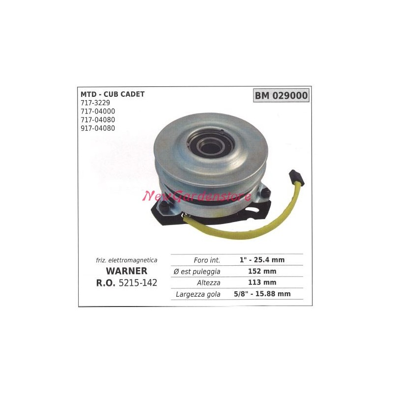 Embrague electromagnético warner cortacésped cortacésped cub cadet 029000