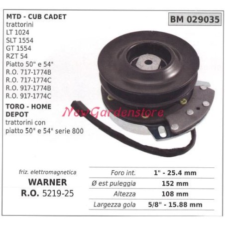 Frizione elettromagnetica warner rasaerba tosaerba tagliaerba cub cadet 029035 | Newgardenstore.eu