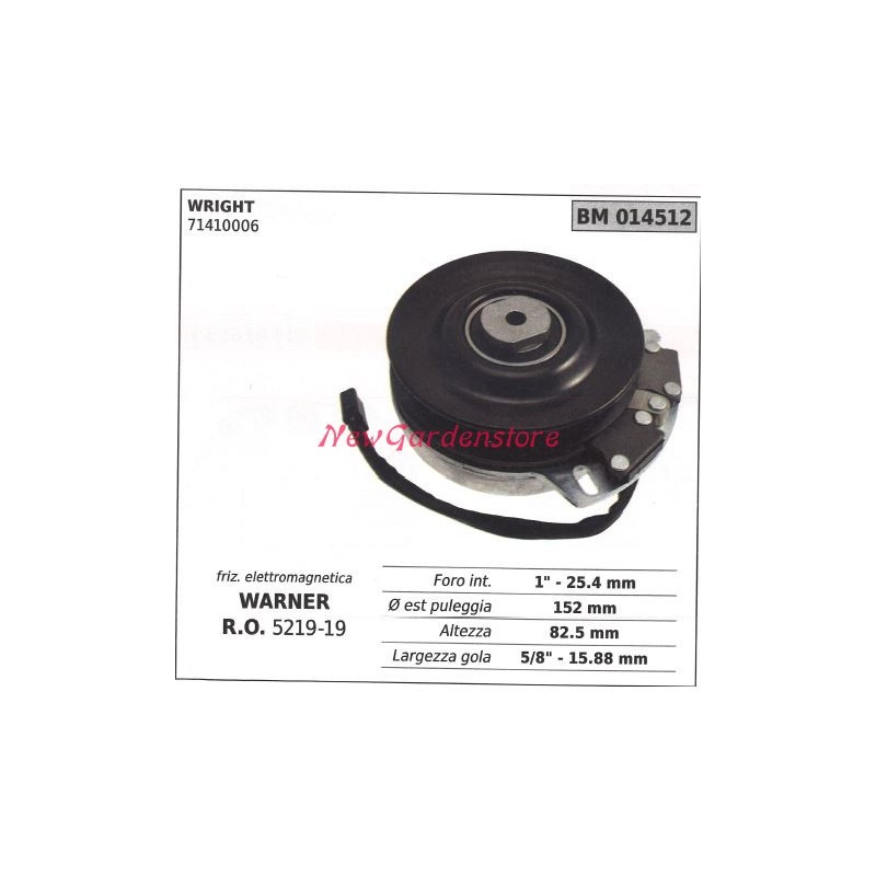 Elektromagnetische Kupplung Warner Rasenmäher Wright 71410006 014512