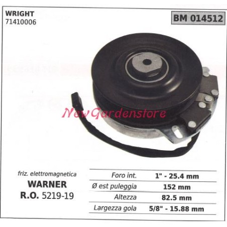 Electromagnetic clutch warner lawn mower wright 71410006 014512 | Newgardenstore.eu