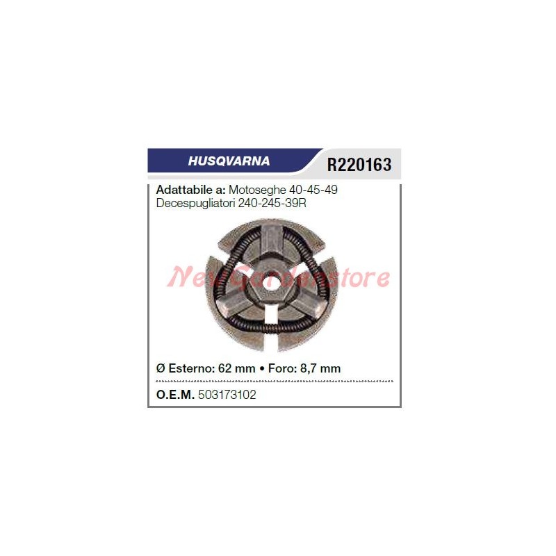 Embrayage pour tronçonneuse HUSQVARNA 40 45 49 débroussailleuse 240 245 39R R220163