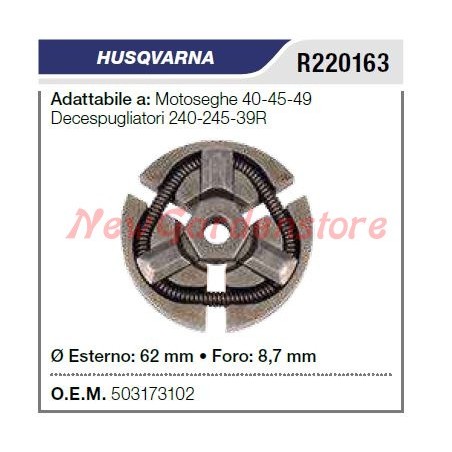 Embrayage pour tronçonneuse HUSQVARNA 40 45 49 débroussailleuse 240 245 39R R220163 | Newgardenstore.eu