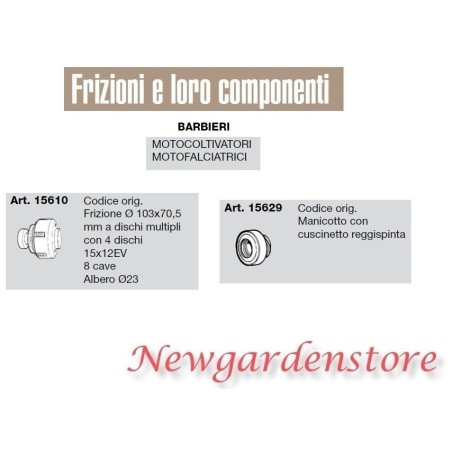 Frizione manicotto motocoltivatore motofalciatrice BARBIERI 15610 15629 | Newgardenstore.eu