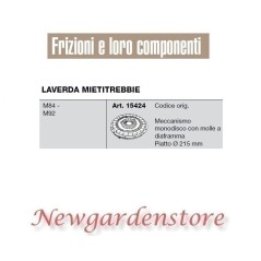 Frizione meccanismo 15424 compatibile LAVERDA MIETITREBBIE M84 M92 piatto 215mm