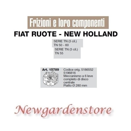 Frizione meccanismo 6 leve disco trattore serie TN 50 60 FIAT NEW HOLLAND 5186552 | Newgardenstore.eu