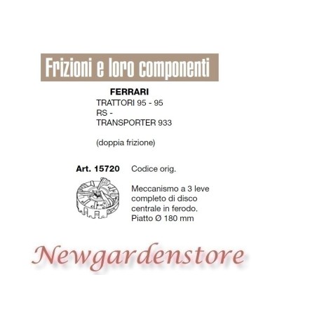 Clutch mechanism compatible lawn tractor 95 Transporter 933 FERRARI 15720 | Newgardenstore.eu