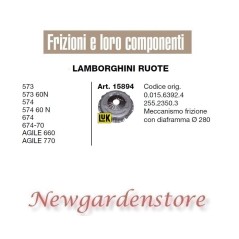 Mécanisme d'embrayage tracteur 15894 LAMBORGHINI 573 574 674 AGILE 660 770 280mm | Newgardenstore.eu