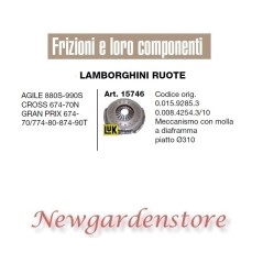 Frizione meccanismo trattore LAMBORGHINI 15746 Agile Cross Gran Prix piatto 310