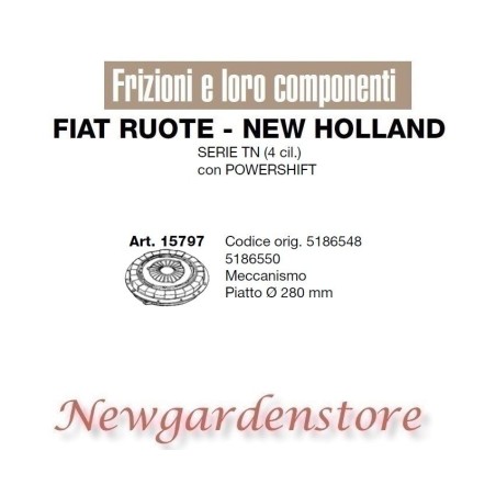 Frizione meccanismo trattore serie TN 4cilindri powershif FIAT NEW HOLLAND 15797 | Newgardenstore.eu