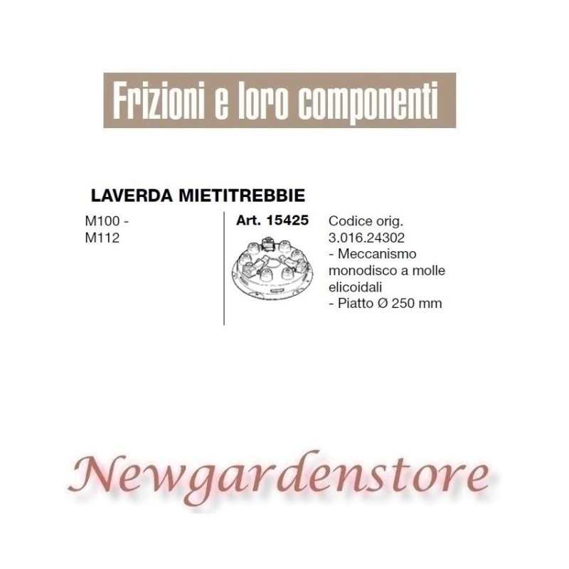 Frizione monodisco 15425 250mm compatibile LAVERDA MIETITREBBIE M100 M112