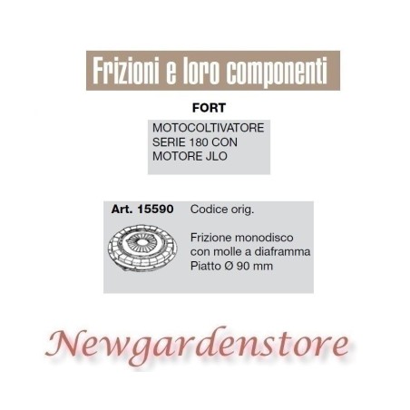 Embrayage monodisque 15590 moteur motoculteur série 180 compatible JLO FORT | Newgardenstore.eu