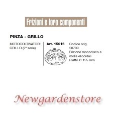 Frizione monodisco motocoltivatore GRILLO 2 serie 15016 PINZA GRILLO piatto 155