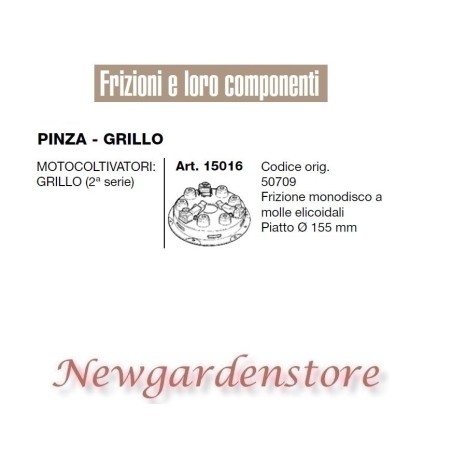 Frizione monodisco motocoltivatore GRILLO 2 serie 15016 PINZA GRILLO piatto 155 | Newgardenstore.eu