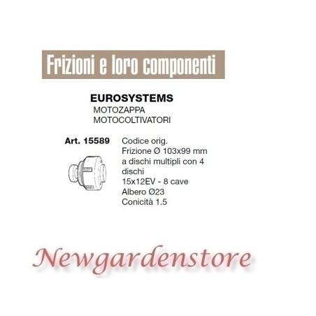 Embrague motoazada tractor compatible EUROSYSTEMS 15589 8cave 15x12EV | Newgardenstore.eu