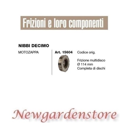 Multi-disc clutch 114mm rotary tiller compatible NIBBI DECIMO 15604 | Newgardenstore.eu