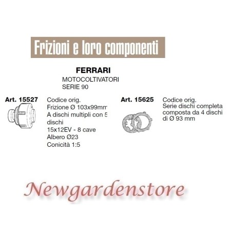 Frizione serie dischi compatibile FERRARI motocoltivatore serie 90 15527 15625 | Newgardenstore.eu