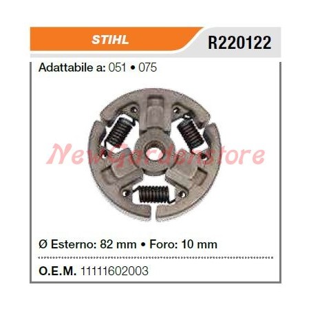 Embrayage STIHL pour tronçonneuse 051 075 R220122 | Newgardenstore.eu