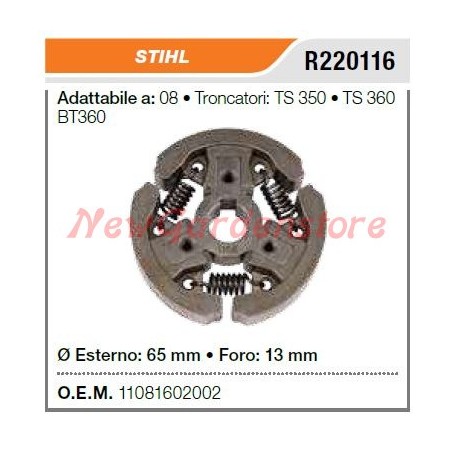 Embrague motosierra STIHL 08 compatible desbrozadora TS350 360 1108-160-2002 | Newgardenstore.eu