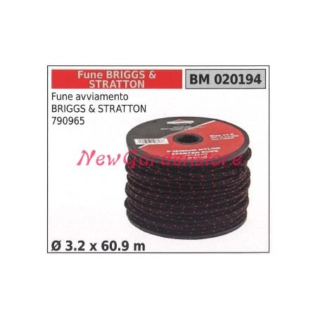 Briggs&stratton starter rope 790965 Ø 3.2 x 60.9m 020194 | Newgardenstore.eu