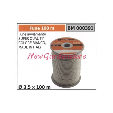 Super quality starter rope white colour Ø 3.5 x 100m 000391 | Newgardenstore.eu