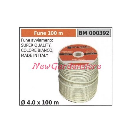 Super quality starter rope white colour Ø 4.0 x 100m 000392 | Newgardenstore.eu