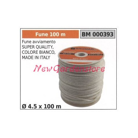 Super quality starter rope white colour Ø 4.5 x 100m 000393 | Newgardenstore.eu