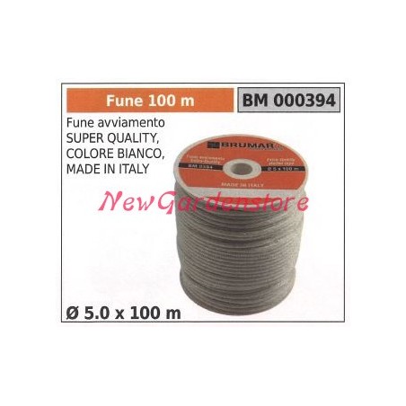 Super quality starter rope white colour Ø 5.0 x 100m 000394 | Newgardenstore.eu