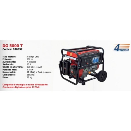 DUCAR SERIES ENDURANCE DG 5000 T Generator with 4-stroke OHV 302 cc engine | Newgardenstore.eu