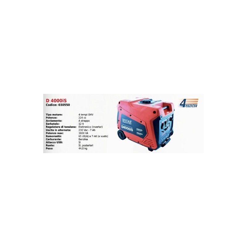 D 4000is DUCAR SERIES INVERTER Generator with 4-stroke OHV 224 cc engine