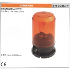 Rotating beacon 12V flat base - 3 screws fixing Ø  135 mm - height 205 mm 004697