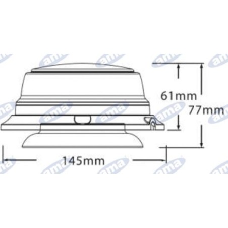 Led rotating beacon magnetic base h 77mm L 145mm self-propelled agricultural machine 12-24V