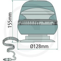 Faro giratorio led 12/24 V montaje en imán en máquina agrícola | Newgardenstore.eu