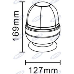 Halogen rotating beacon 12V 55W magnetic base 169x127 mm tractor industrial vehicle
