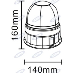 Girofaro alogeno 12V 55W base piana 160x140mm trattore veicolo industriale IP66 | Newgardenstore.eu