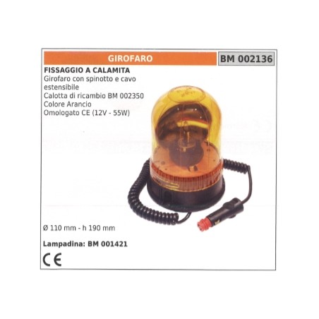 Rotating beacon with plug and extendable cable Ø 110 mm height 190 mm 002136 | Newgardenstore.eu