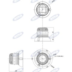 Gyrophare 125x146mm pour chariot élévateur - machine électrique 10-100V