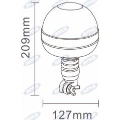 Gyrophare LED 12-24V base flexible 209x127mm tige attachement tracteur agricole | Newgardenstore.eu