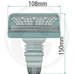 Baliza rotativa led 12/24 V doble flash fijación máquina agrícola | Newgardenstore.eu