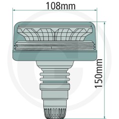 Feu tournant à leds 12/24V montage double flash machine agricole | Newgardenstore.eu