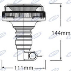 Led beacon flexible base h 144mm L 111mm self-propelled agricultural machine 12-30V | Newgardenstore.eu