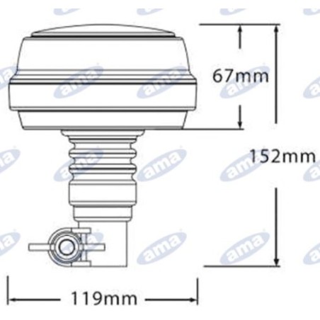 Led rotating beacon flexible base h 152mm L 119mm self-propelled agricultural machine 12-24V