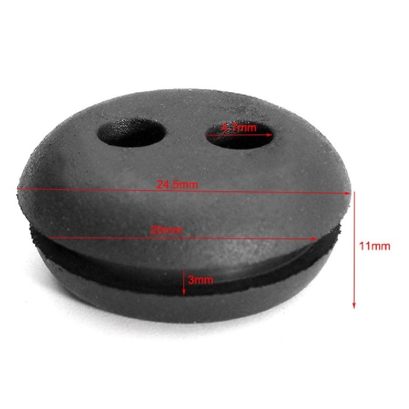 Rubber grommet with 2 holes UNIVERSAL internal Ø  20 mm height 11 mm