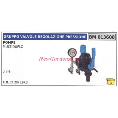 Conjunto válvula limitadora de presión bomba UNIVERSAL BERTOLINI MULTIDUPLO 013608 | Newgardenstore.eu