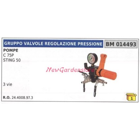 Gruppo valvola regolazione pressione UNIVERSALE pompa Bertolini C 75P 014493 | Newgardenstore.eu