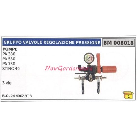 Ensemble soupape de contrôle de pression UNIVERSEL pompe Bertolini PA 330 008018 | Newgardenstore.eu