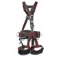 Fall arrest harness for suspended work buckles and quick-release hooks
