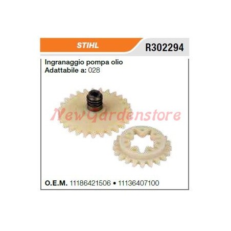 Bomba de aceite motosierra STIHL caja de cambios 028 R302294 | Newgardenstore.eu